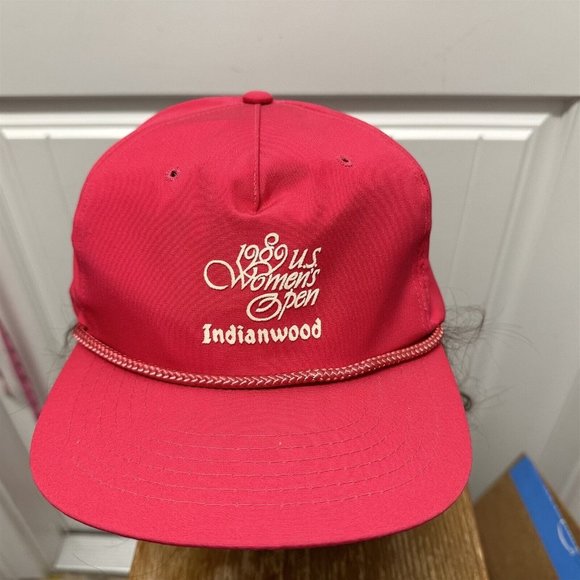 Vintage Women\'s Golf Hat Cap 1989 US Women\'s Open Indianwood Aureus Brand PINK
